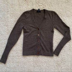 AQUA 100% Cashmere Brown Cardigan Size XS